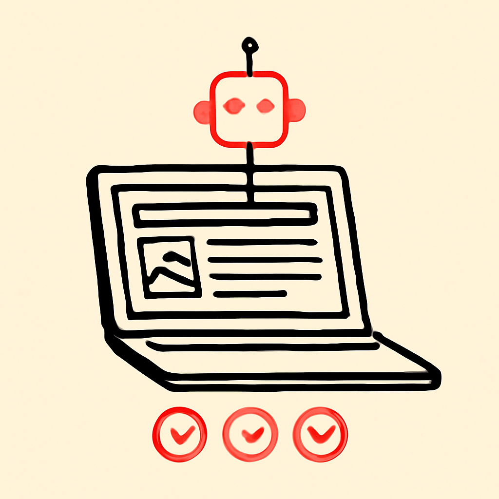 Ilustración: la IA rellenando el panel de tu web paso a paso